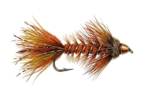Watercolor of a Woolly Bugger fly